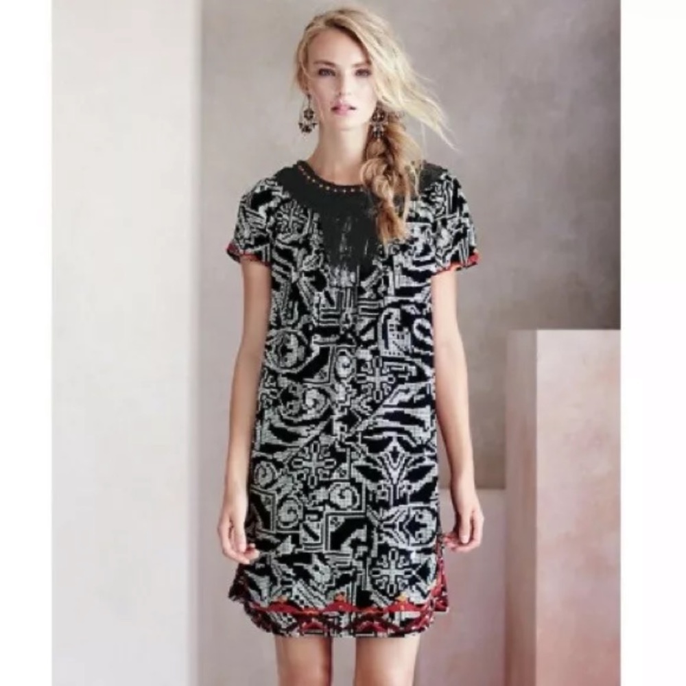Floreat Abelia Fringe Embroidered Beaded Dress - Picture 2 of 9
